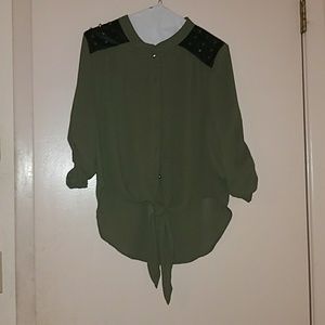 Black & Olive Green Blouse